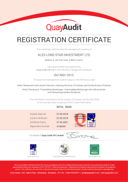 Certificate ISO 9001 – Quality Management Systems
